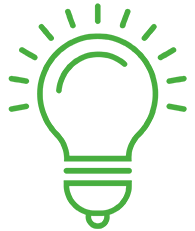 Green light bulb icon